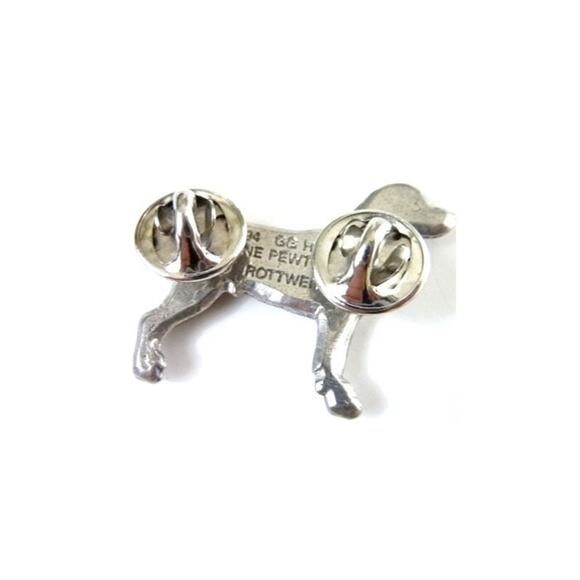 Vintage Brooch Rottweiler Dog Pewter Pin 1 1/8" Hat Tie Jacket Pin - Picture 3 of 6